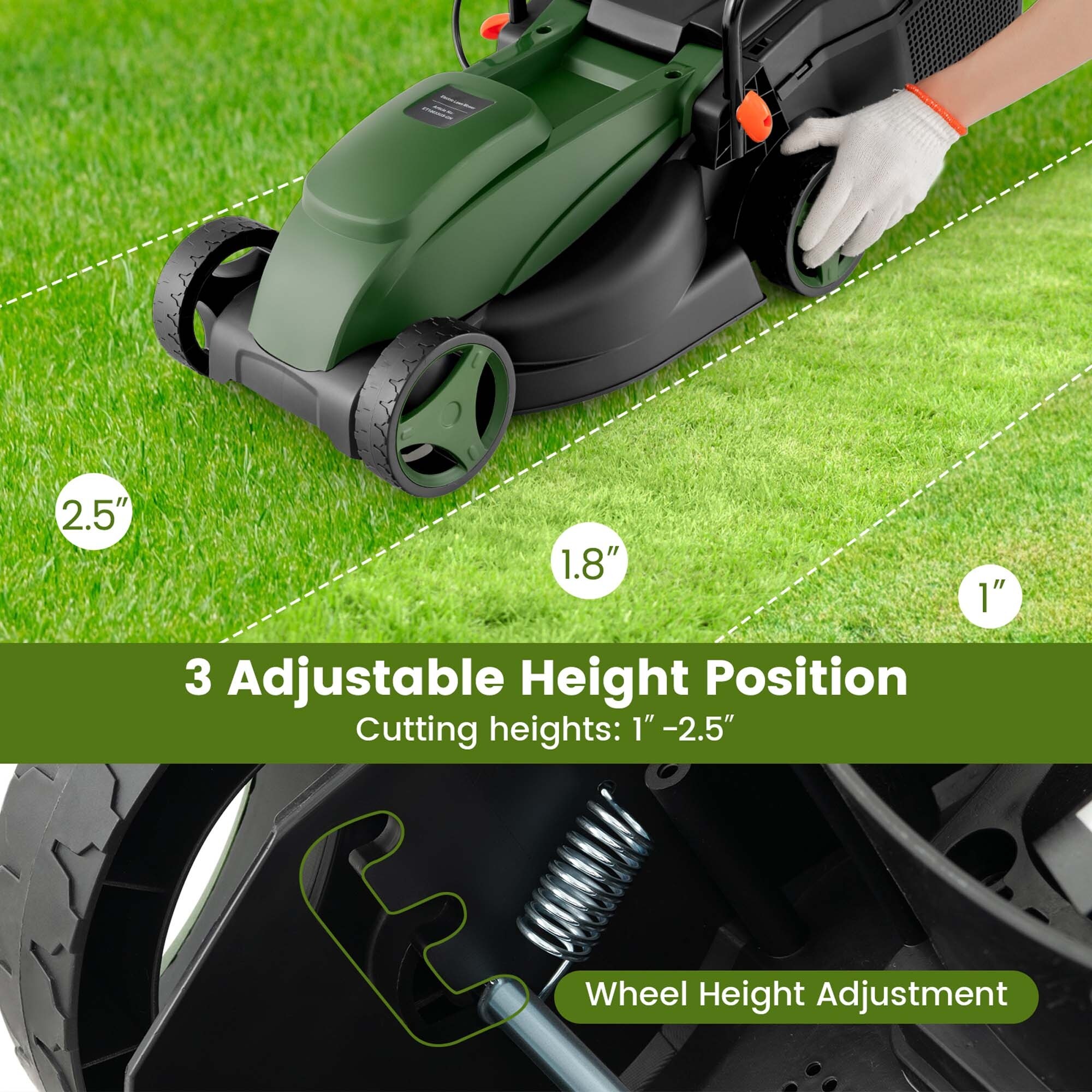 Costway 12 Amp 14-Inch Electric Push Lawn Corded Mower With Grass Bag - Bed  Bath & Beyond - 21248862
