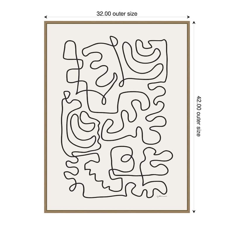 Kate and Laurel Connected Lines by Gabrielly Guedes Framed Canvas Wall Art Print