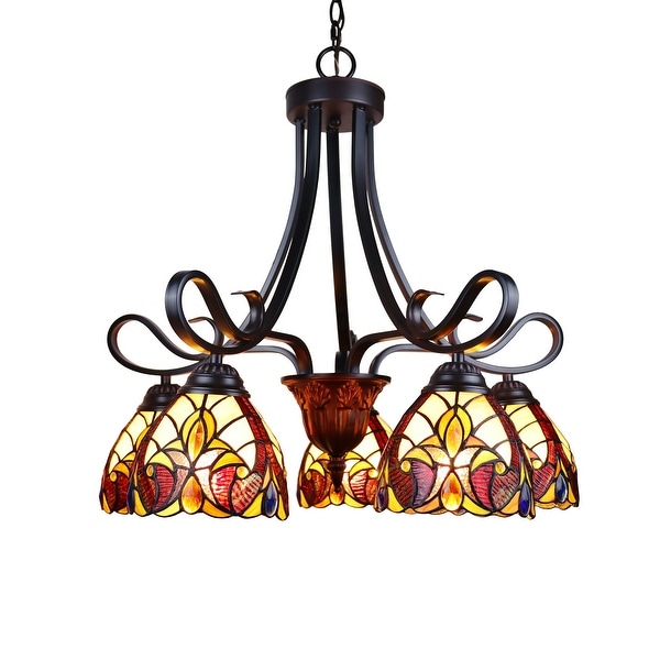 Chloe Lighting Tiffany style Victorian Design 5 Light Dark Bronze Chandelier