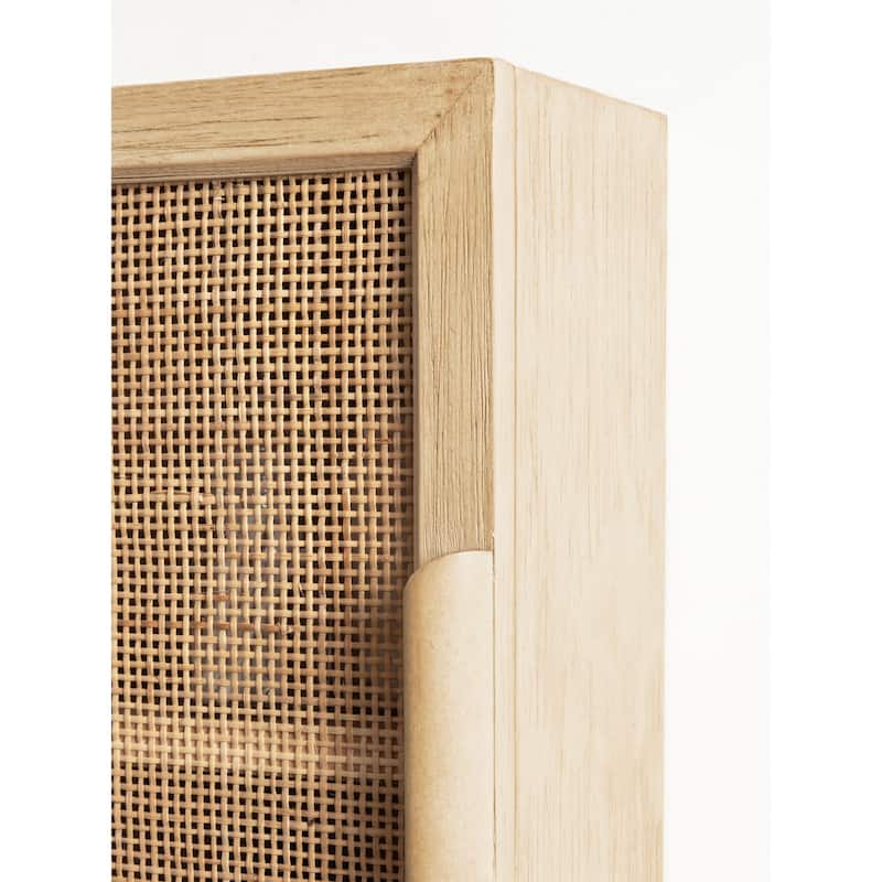 Kate and Laurel Ori Rattan Wall Cabinet with Cubby
