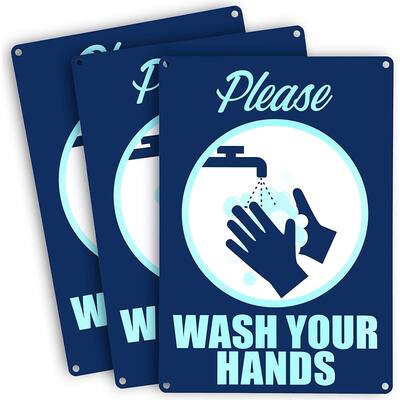 Please Wash Your Hands Plastic Signs (7 x 10 In, 3 Pack)