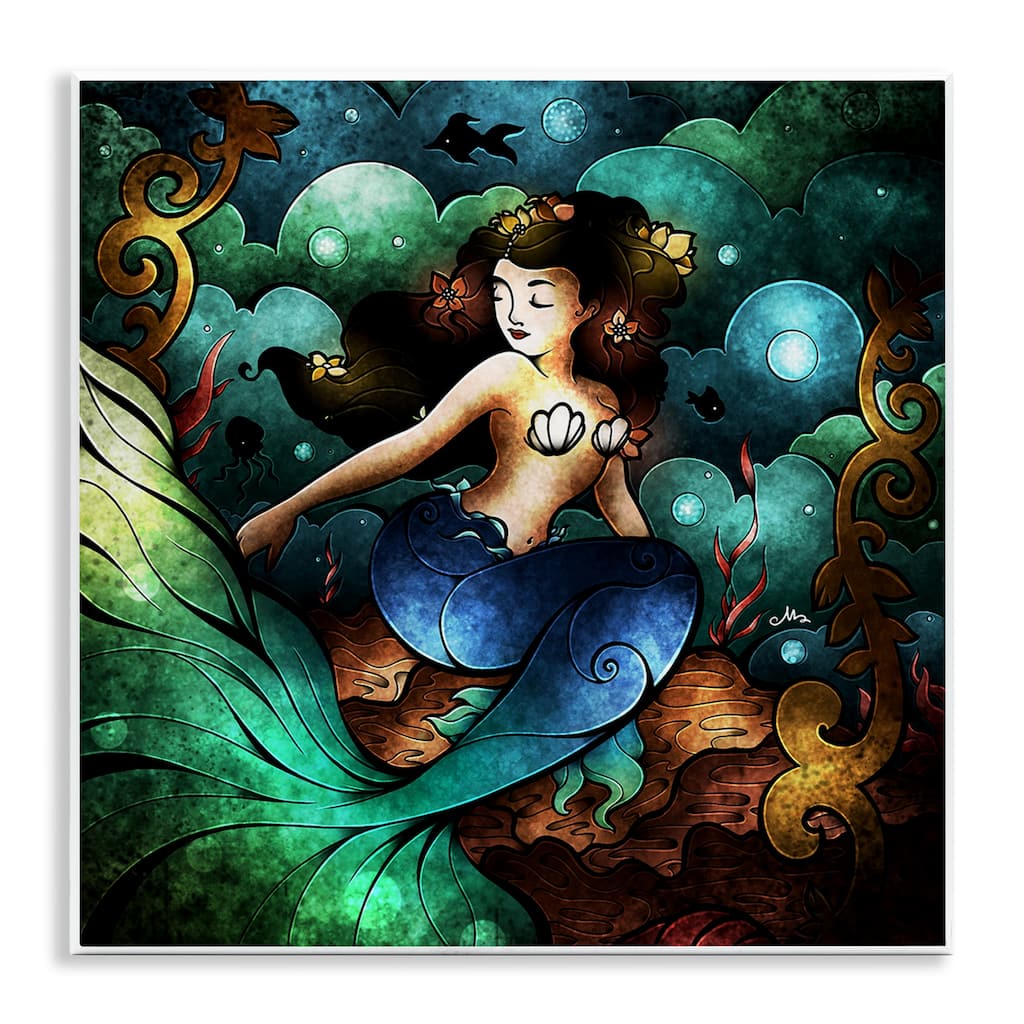 Stupell Vivid Deco Mermaid Wall Plaque Art Design By Mandie Manzano