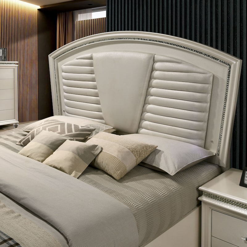 Xian Glam White Solid Wood 2-Piece Platform Bed and Chest Set with LED by Furniture of America