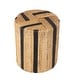 preview thumbnail 12 of 14, Roche River Decor - Banana Leaf Drum Handmade Linear Wrapped Accent Table with Cream and Black Stripes - Brown