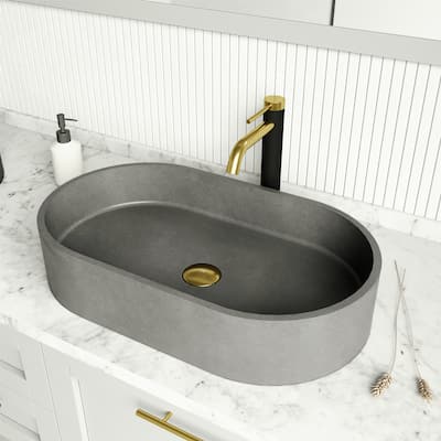 VIGO Sagrada 24"L x 14"W Concrete Vessel Sink and Lexington 10"H Faucet Set