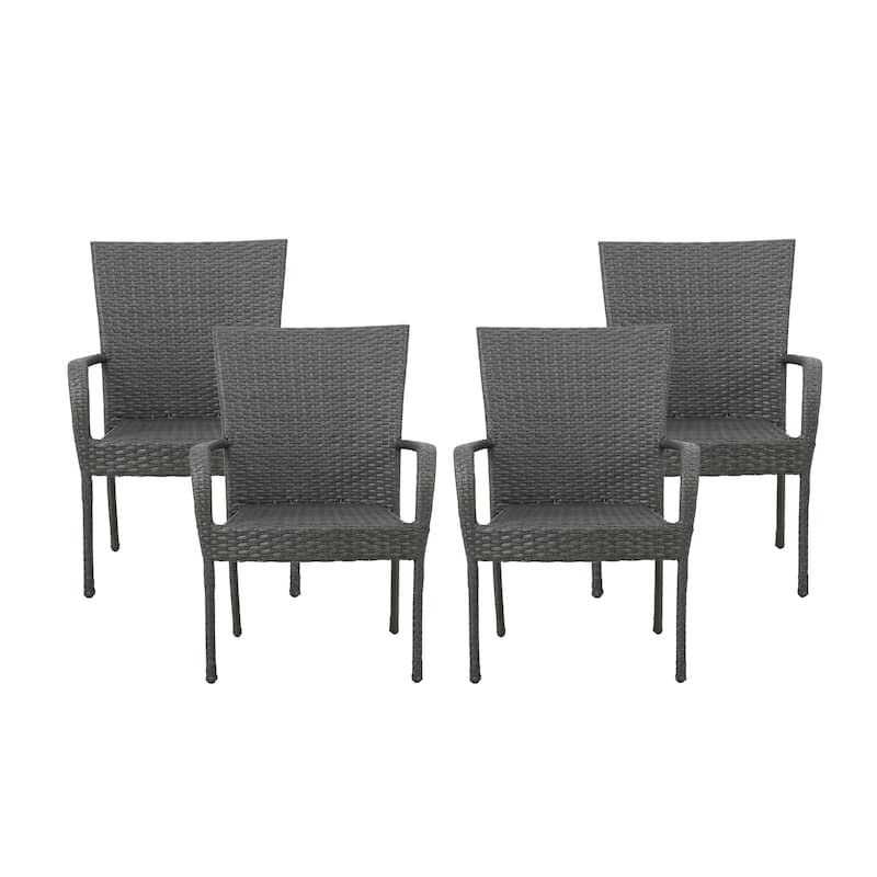 Christopher Knight Home Benhill Outdoor Contemporary Wicker Stacking Chairs (Set of 4)