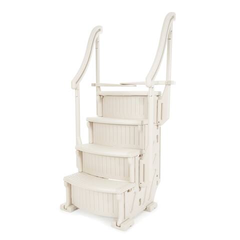 Confer 4 Step Above Ground Outdoor Swimming Pool Ladder with Handrail, Beige - 61.7