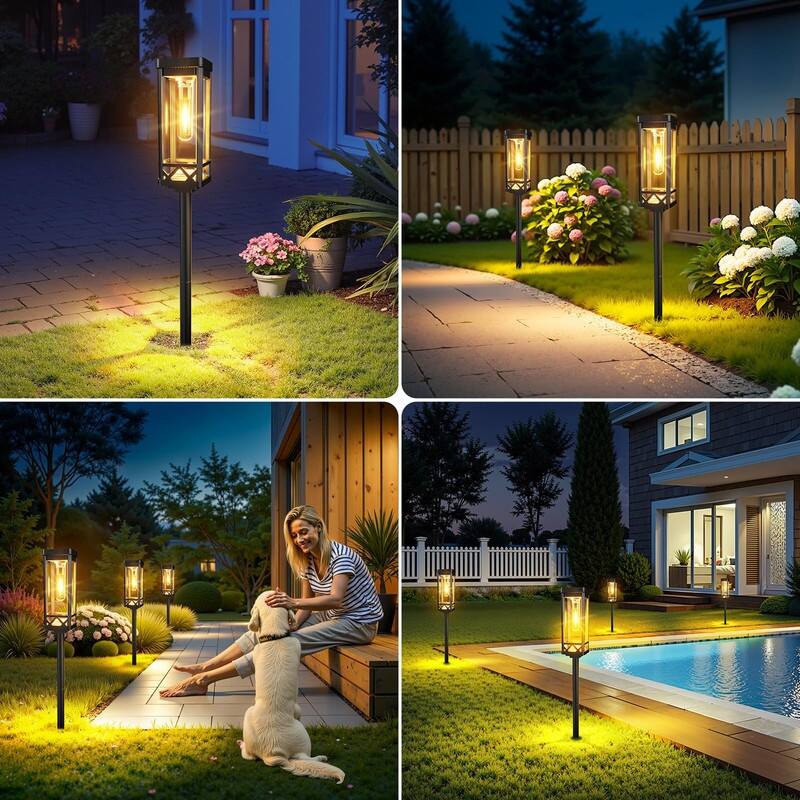 8-Pack Tall Solar Pathway Lights - Upgraded Brightness, 15H Runtime