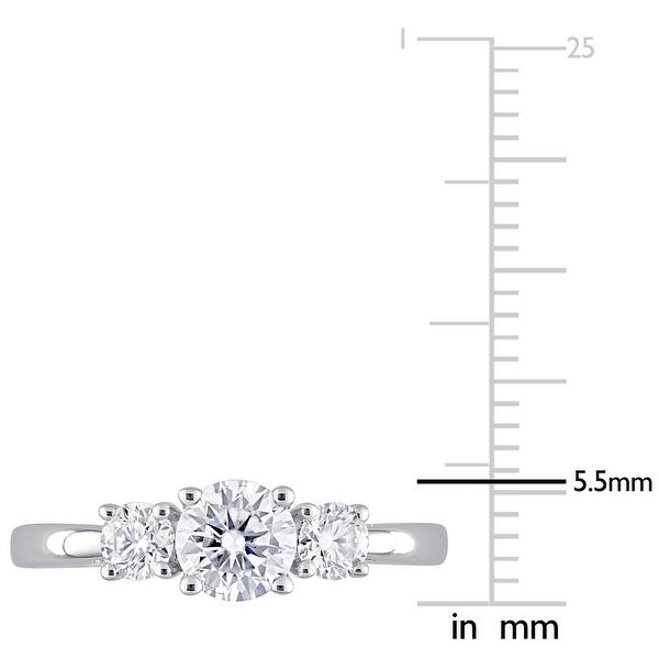 Miadora Sterling Silver 1ct TGW Created White Moissanite 3-Stone Engagement Ring