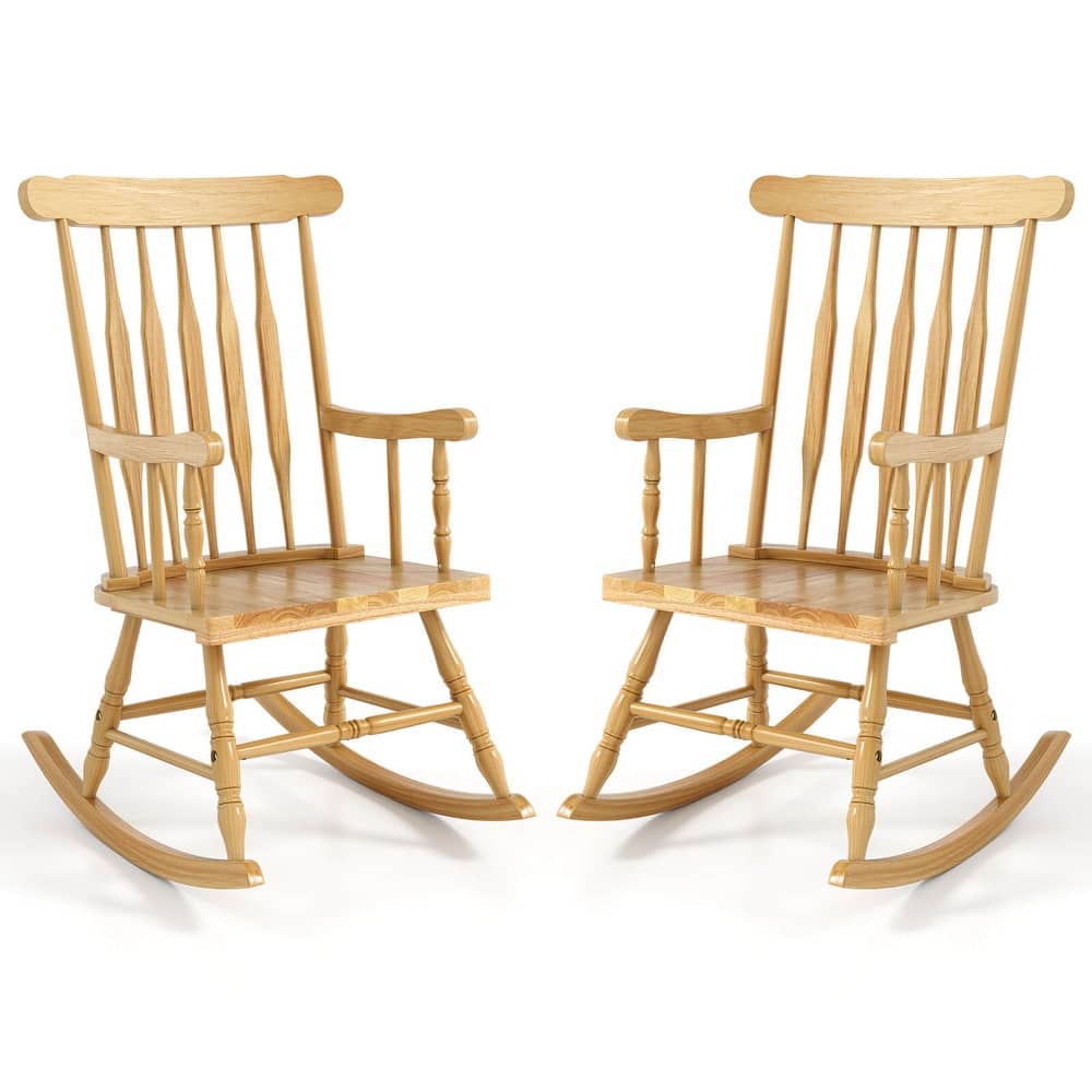 Costway Set of 2 Wood Rocking Chair Glossy Finish - See Details