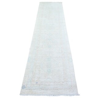 Shahbanu Rugs Swan White, Washed Out Peshawar, Wool, Hand Knotted ...