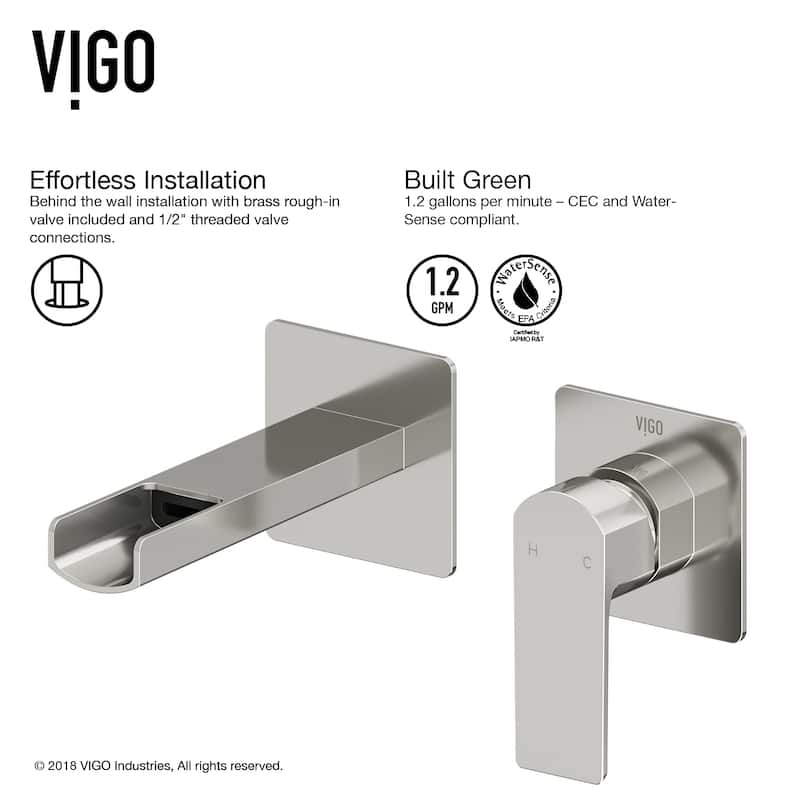VIGO Atticus 5" H Single Handle Wall Mount Bathroom Faucet