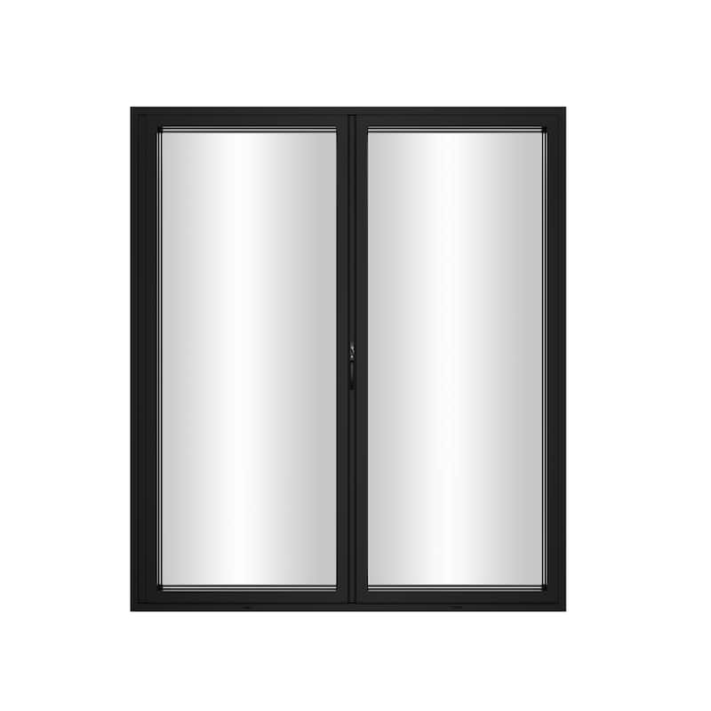 KaMic Elite-Fold 72" x 96" 2-Panel Aluminum Folding Door in Black with Hidden Hinges & Rollers, Folded Out From Left To Right