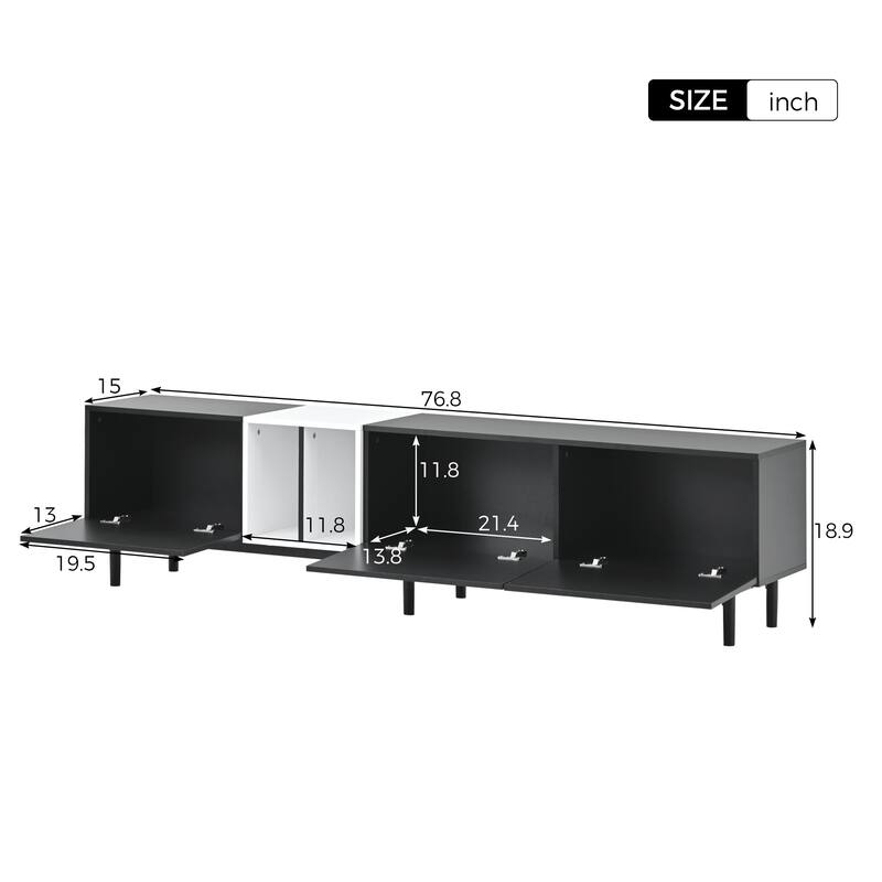 Modern TV Stand for 80'' TV with 3 Doors for Living Room