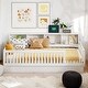 preview thumbnail 2 of 22, Kids Wood Semi-enclosed fence Floor Bed with Storage Cabinets and USB Ports