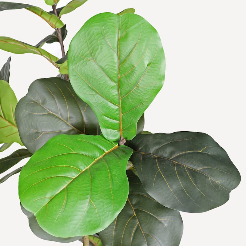 7" Artificial Fiddle Leaf Fig Tree in Black Plastic Pot