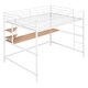 preview thumbnail 6 of 8, Useful Design Metal Loft Bed With Two Shelves and Built-in Dsek, Efficient space, Full Size, White