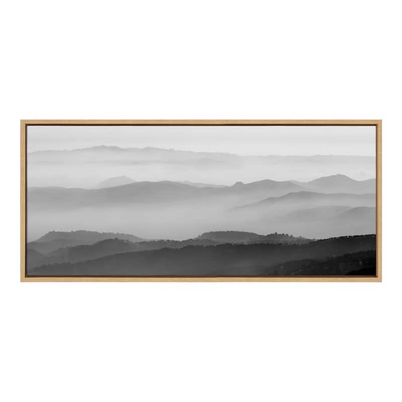 Kate and Laurel Sylvie Misty Mountains BW Framed Canvas by Crystal Lynn Collins