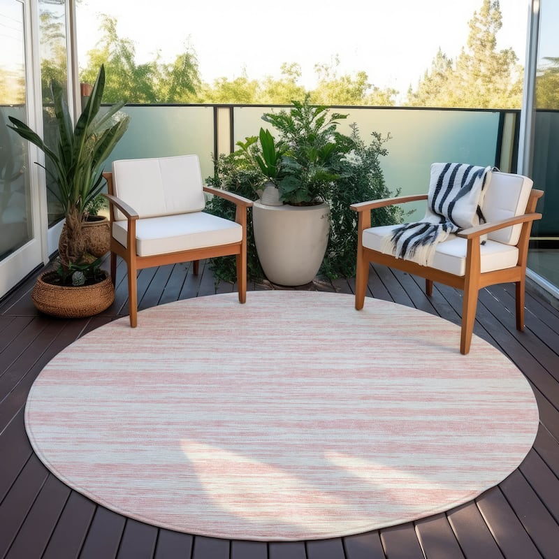 Machine Washable Indoor/ Outdoor Casual Ombre Chantille Rug - Pink - 8' x 8'
