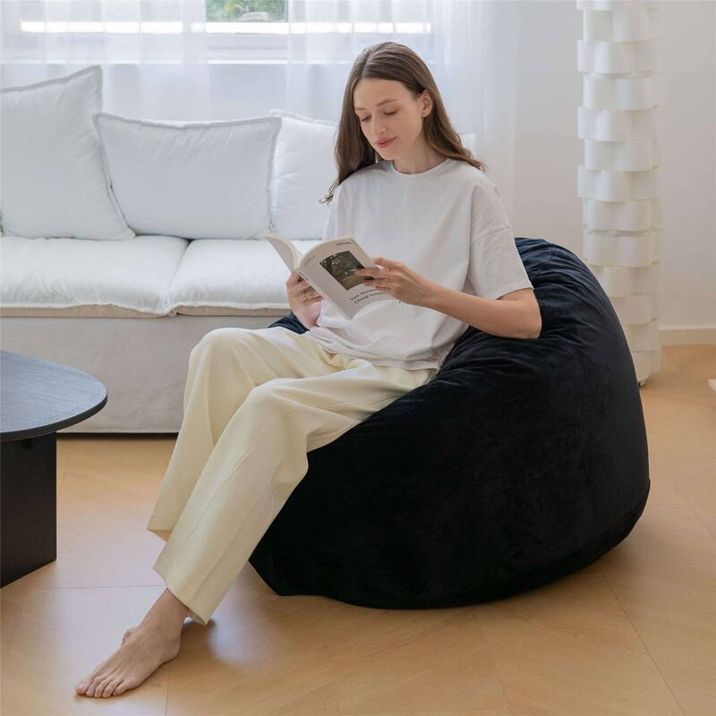 3-Foot Memory Foam Bean Bag Chair with Fluffy Removable Sponge