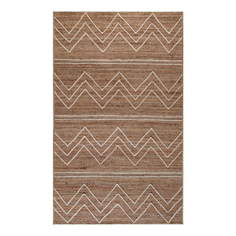 Jani Troyes Natural & Ivory Chevron Braided Area Rug - Chic and Timeless Design