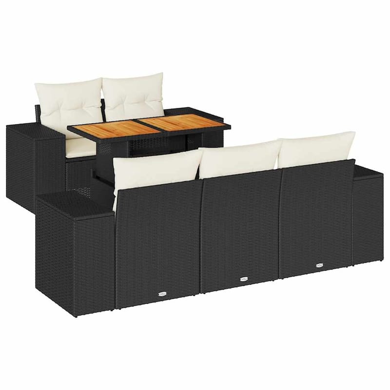 vidaXL Garden Sofa Set Black, Cream White Poly Rattan Large - 21.7 x 39.4 x 28.7