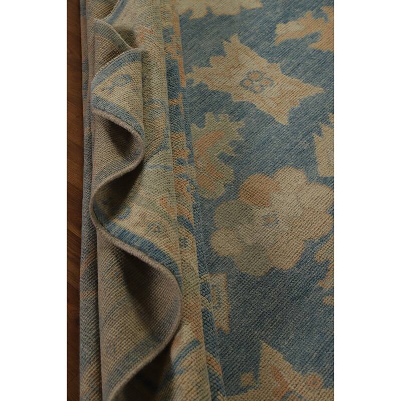 Hand Knotted Oriental 100% Wool Carpet Transitional All-Over Navy Blue & Blues Oushak Area Rug - 10' 0'' X 8' 0''