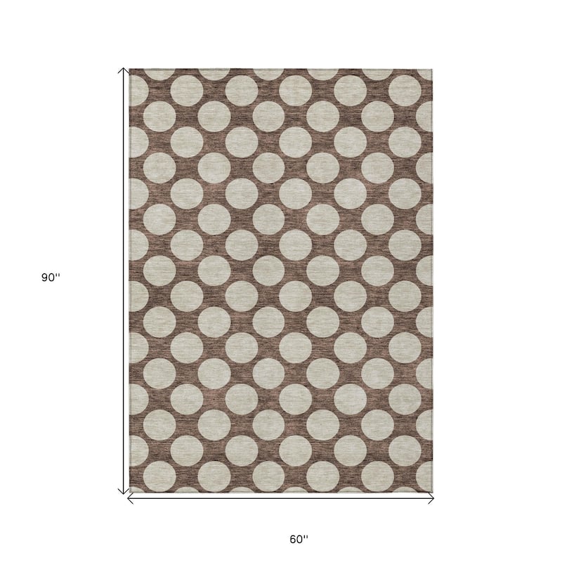 HomeRoots Polka Dot Transitional Rectangle Outdoor Rug