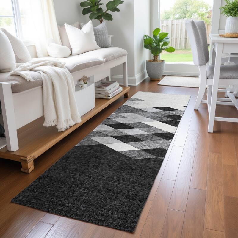 Machine Washable Indoor/ Outdoor Modern Avo Chantille Rug