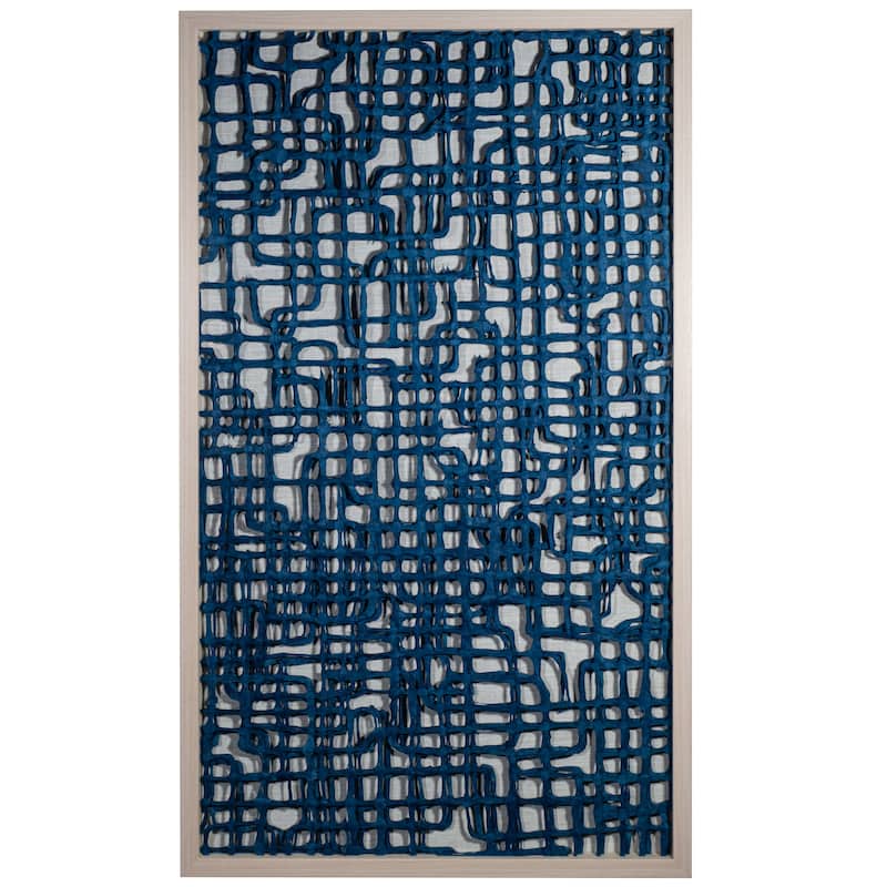 HUJI Blue Papier-Mache Shadow Box Wall Decor
