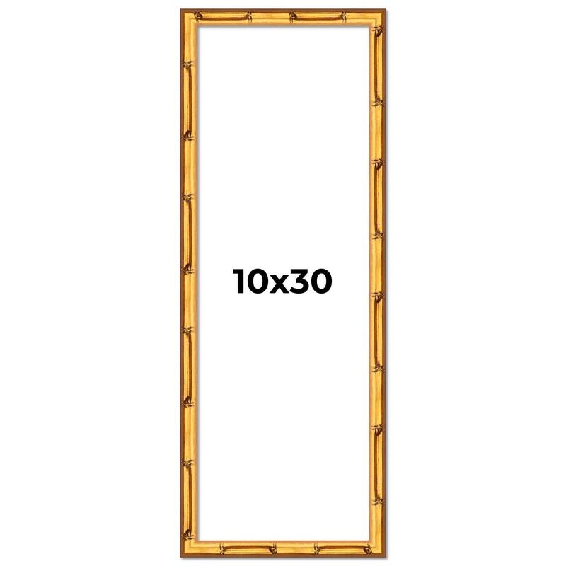 10x30 Frame Gold Bamboo Solid Wood Picture Frame | 1 Inch Moulding