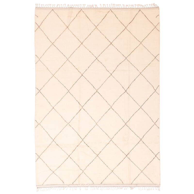 ECARPETGALLERY Hand-knotted Pak Finest Marrakesh Cream Wool Rug - 6'11 x 9'9