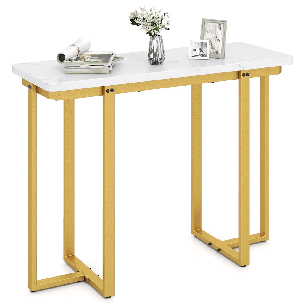 Gymax Console Table 42'' Modern Faux Marble Entryway Table w/