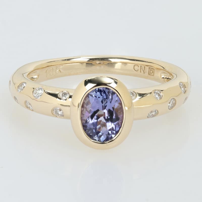 Miadora Gemstone and 1/4ct TDW Diamond Ring in 10k Yellow Gold