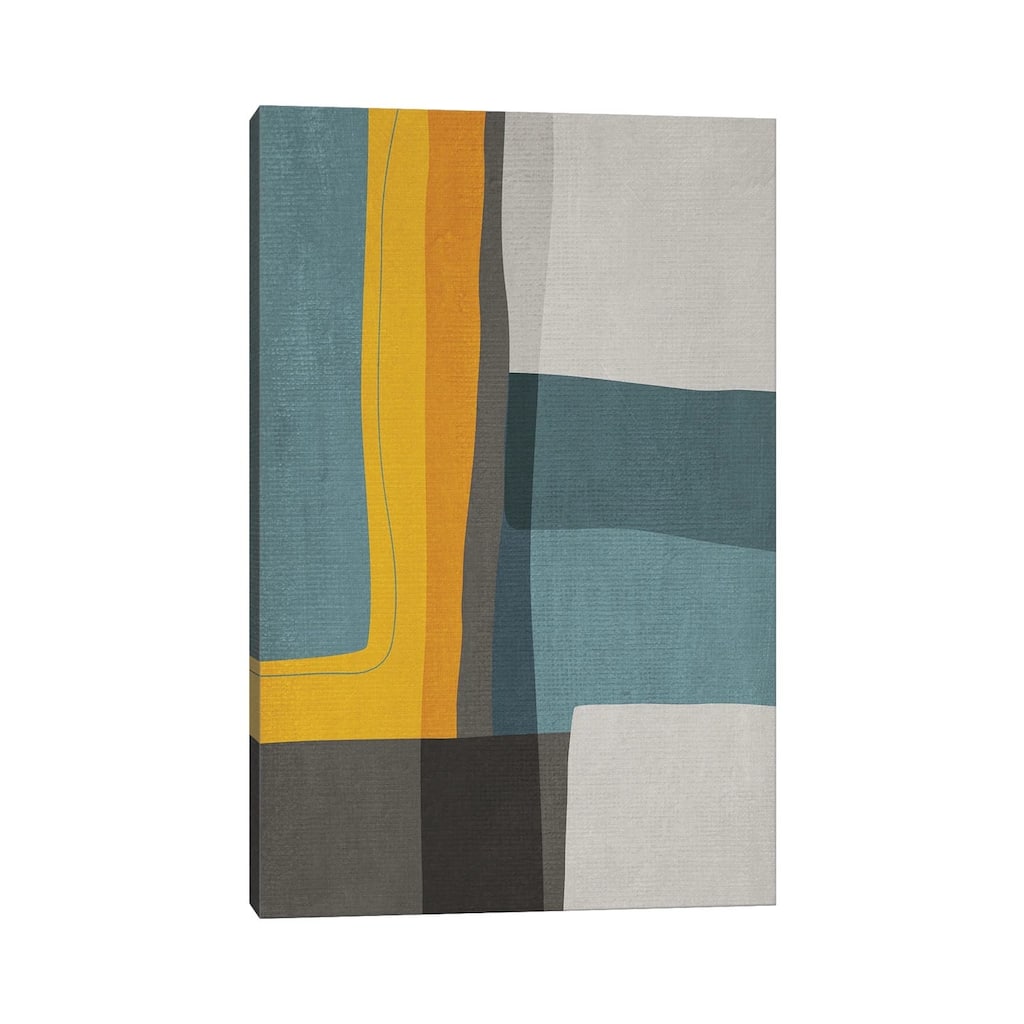 iCanvas "Mustard Teal Gray Mcm Abstract II" by EmcDesignLab Canvas Print