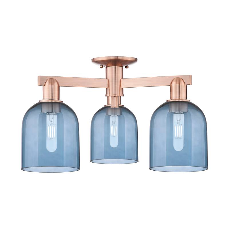Innovations Lighting Endless Possibilities Arcadia - Bella - 3 Light 23" Semi-Flush Mount - Blue/Antique Copper
