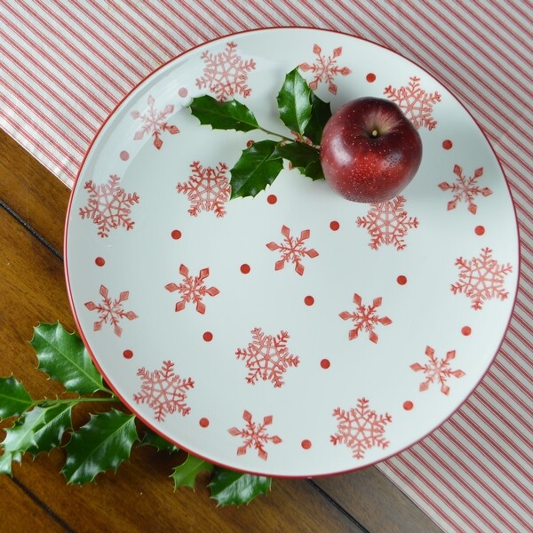 GLUCKSTEIN TABLETOP CHRISTMAS HOLIDAY GOLD GLASS POINSETTIA PLATTER DISH PLATE 