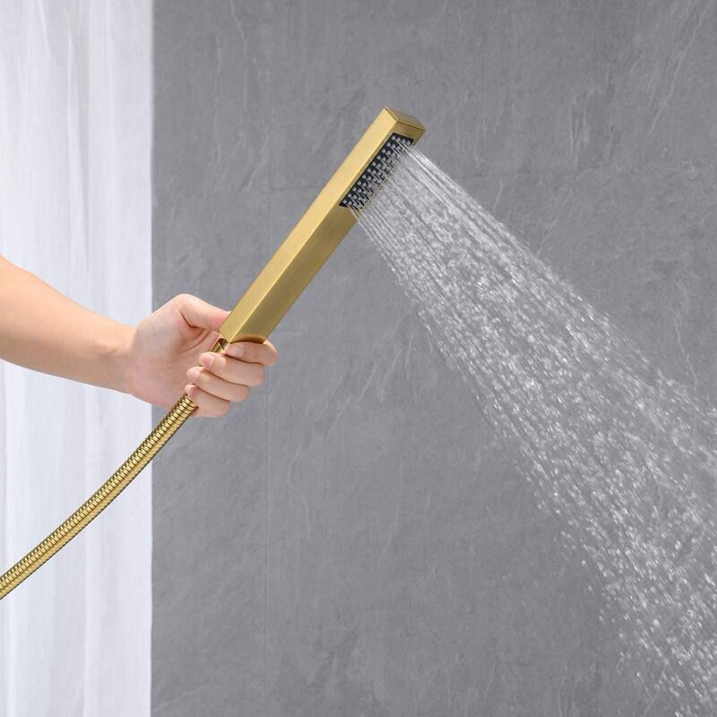 Single Handle Floor Mounted Freestanding Tub Filler with Hand Shower