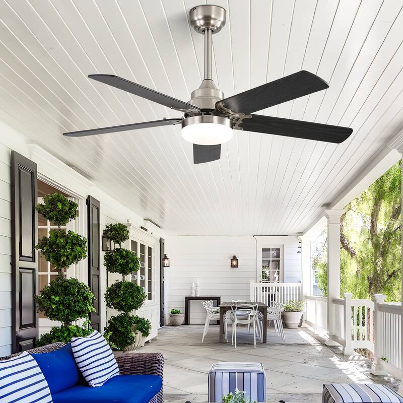 42-inch Flush Mount and Downrod Mount Ceiling Fan with Light and Remote, 5 Plywood Blades - 42 Inch diameter