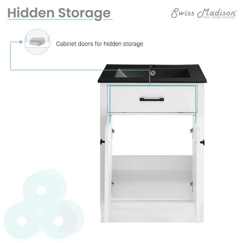 Swiss Madison SM-BV431MB Burdon 24" Free Standing Single Basin Vanity