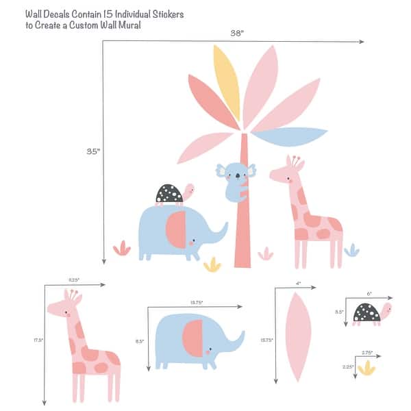 Lambs & Ivy Snuggle Jungle Pastel Safari Cotton Jersey 5-Piece Crib Bedding Set