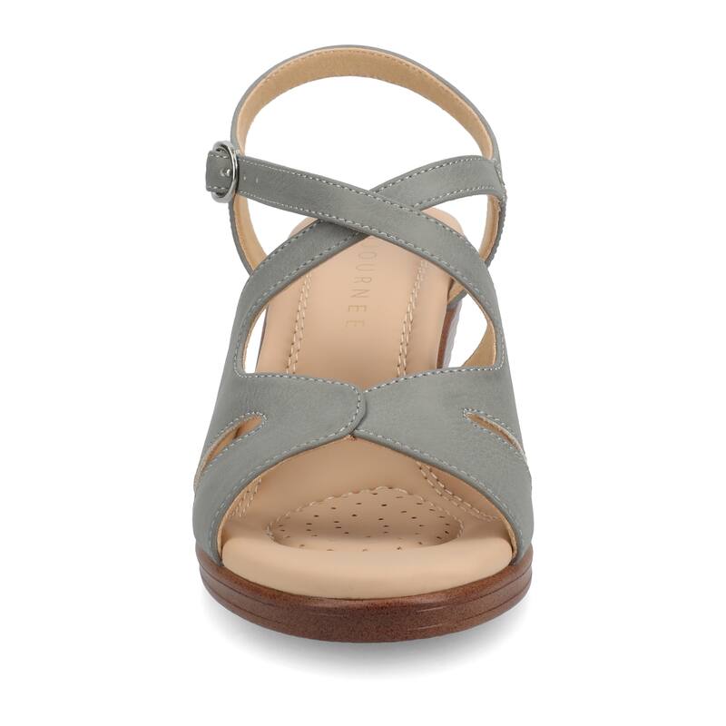 Journee Women's KedzieII Medium and Wide Width Wedge Sandals - Medium - Grey - 10