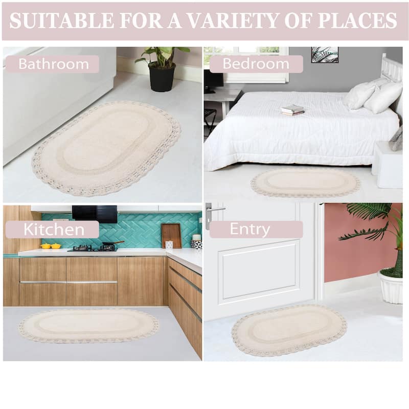 Hampton Contour Rug, Cotton Soft, Water Absorbent, Non Slip U Shape Contour Rug Machine Washable 20"x20" Contour