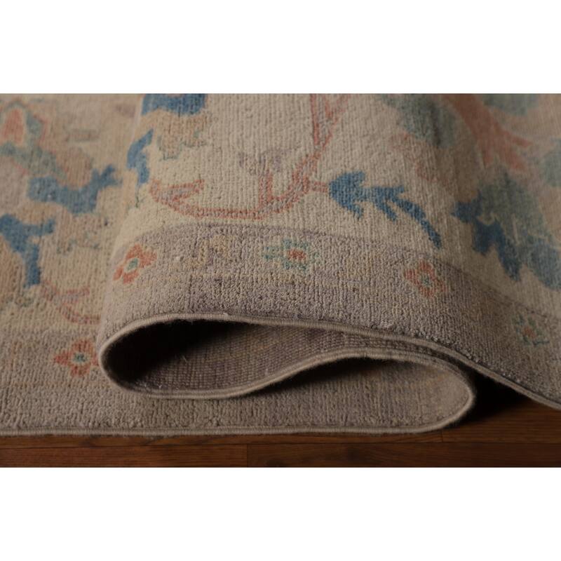 Earth Tone Transitional Oushak Area Rug Hand-Knotted Wool Carpet - 7'9" x 9'8"