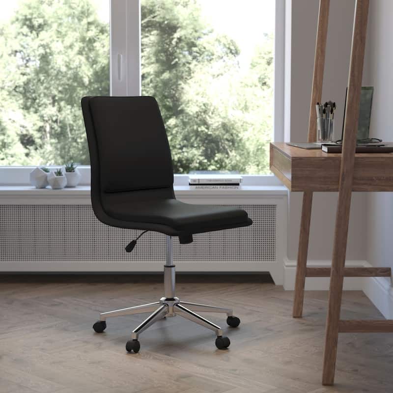 Mid-Back Armless Office Task Chair with Metal 5-Star Base - Black
