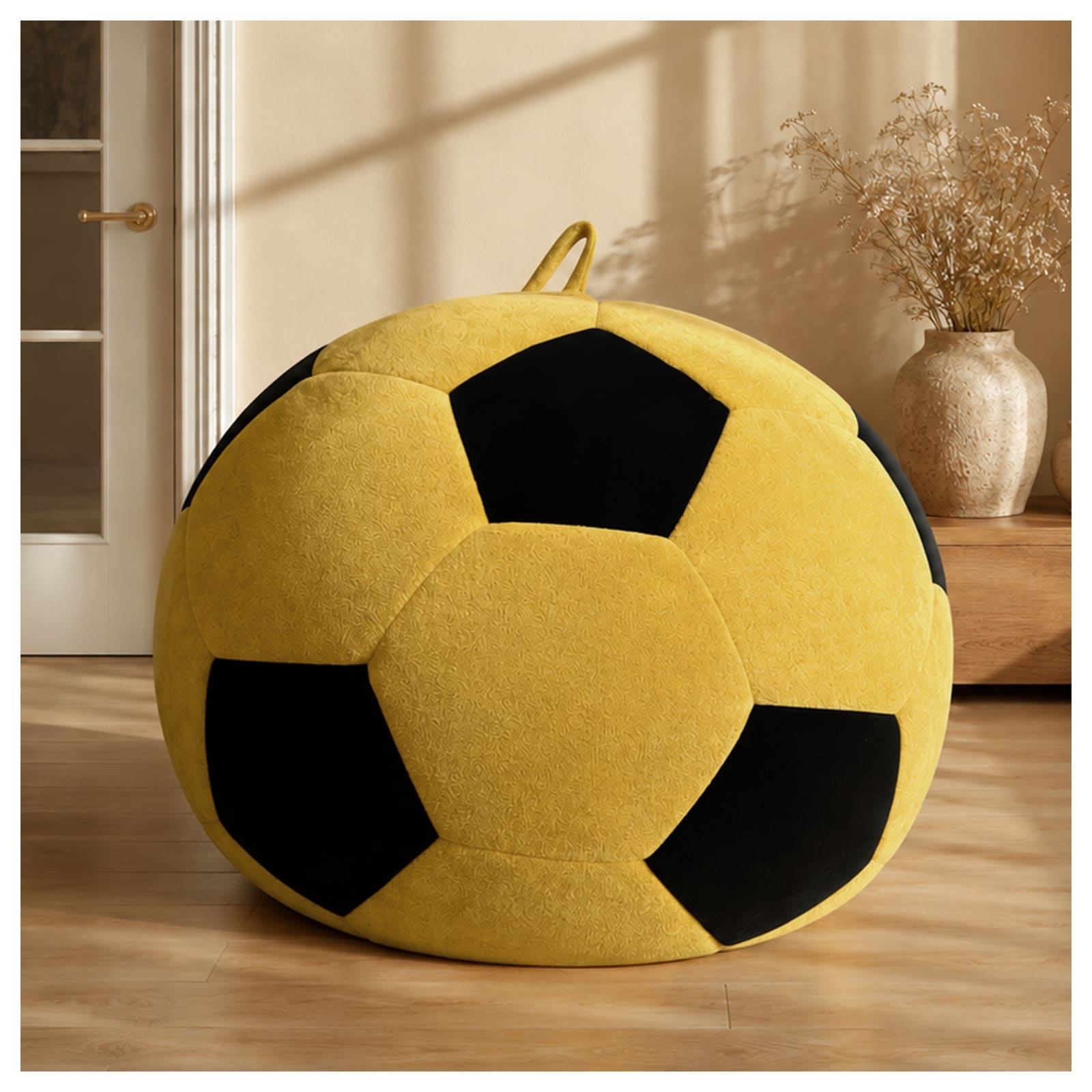 Big Soccer‑Shaped Bean Bag Chair, Multi‑Color Stitching Large‑Size Beanbag Seat,Comfortable Relax Lazy Sofa for Bedroom