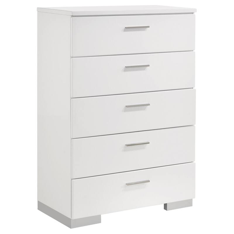 Felicity Glam Panel Bedroom Set Glossy White