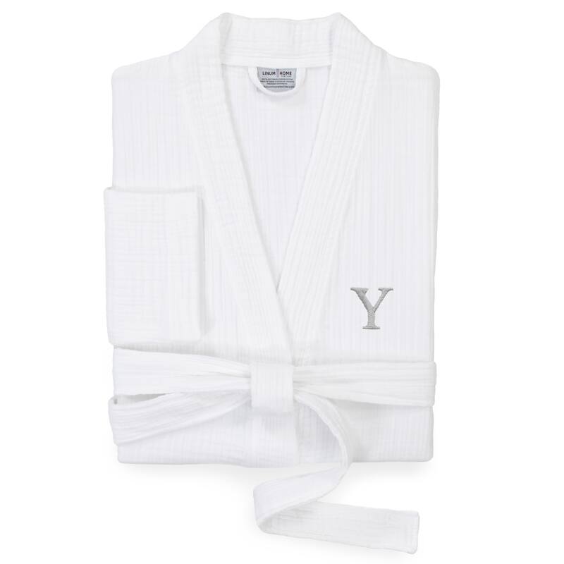 Authentic Hotel and Spa White 100% Turkish Cotton Smyrna Monogrammed Luxury Robe - S/M - Y