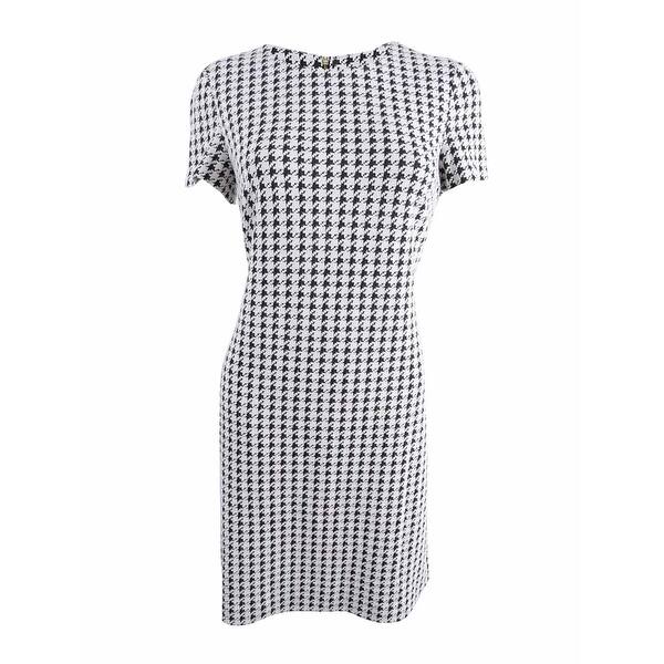 Shop Calvin Klein Women S Houndstooth Shift Dress 8 Black Cream