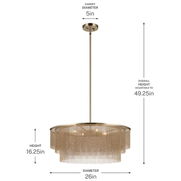 dimension image slide 2 of 3, Kichler Lighting Khaite Cascading Chain Chandelier
